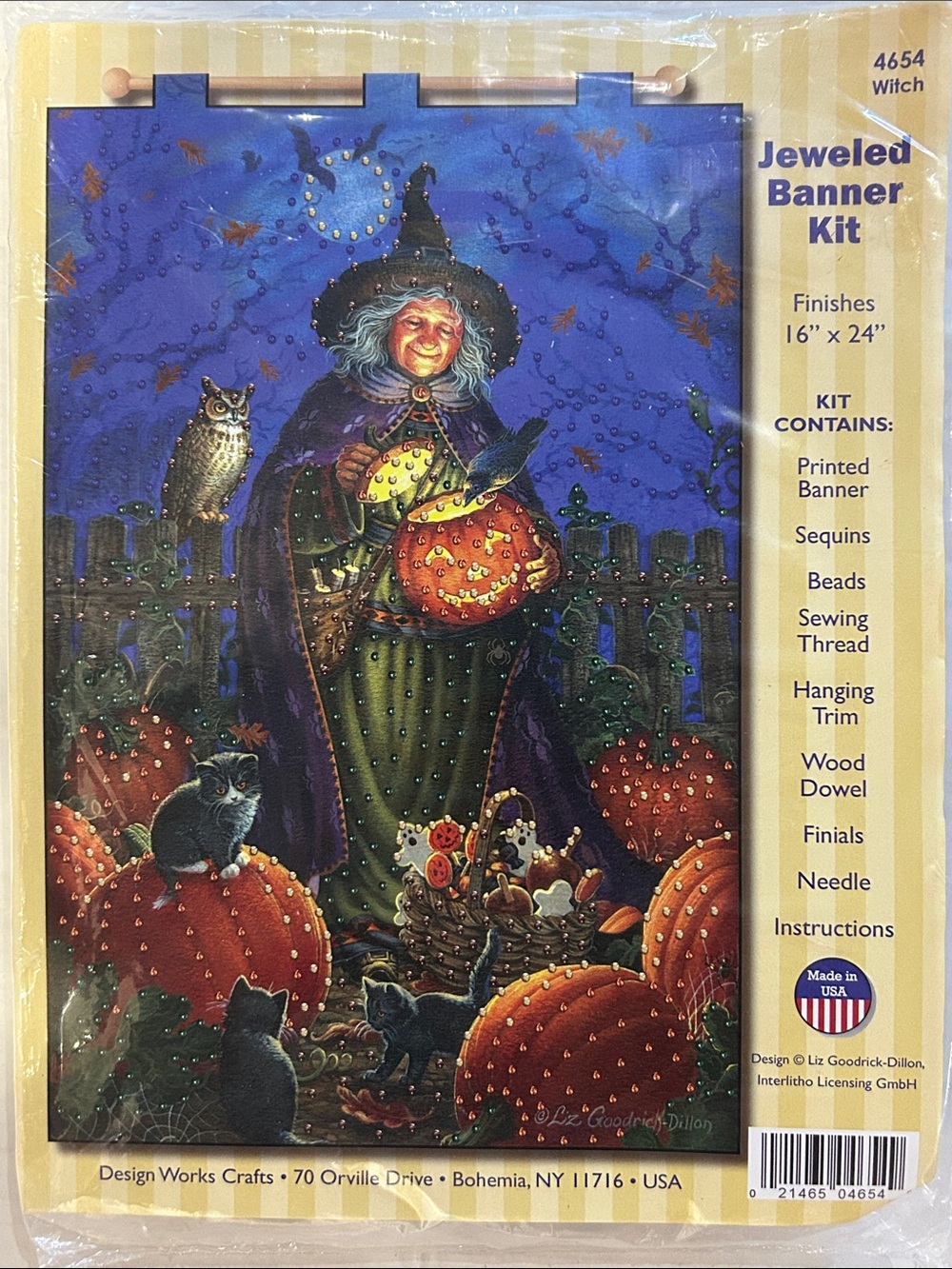 Design Works Jeweled Witch Banner Kit - Purple/Orange Halloween Wall Decor